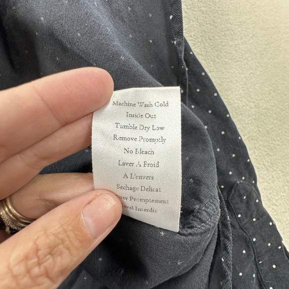 Frank & Eileen Shirt Womens XS Black Polka Dot Frank Corduroy Woven in Italy - Picture 9 of 13